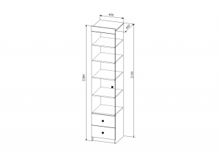 Шкаф 1створчатый с ящиками "Сканди" ШД 450.1
